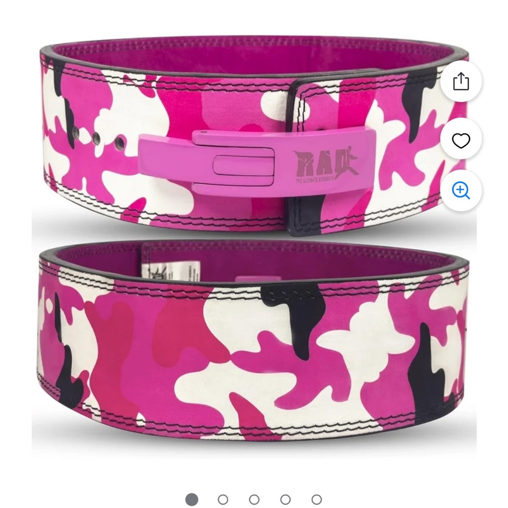 Women weight lifting belt with lever Pink Camouflage Belt